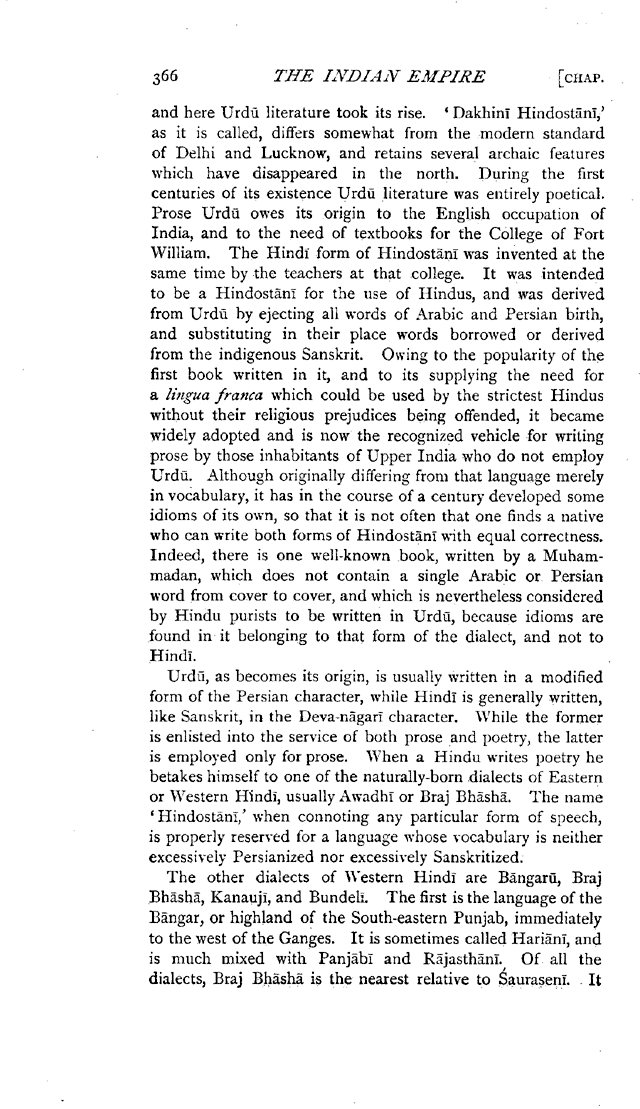Imperial Gazetteer of India, vol. I, p. 366, discussing Dakhinī Hindostānī